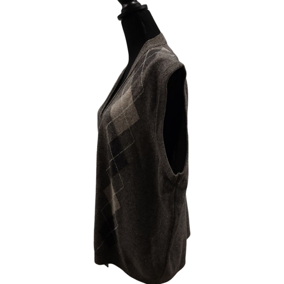 L.L.Bean Argyle Lambswool Vest Nwt Made in Ireland Size XL Grey - Picture 6 of 11